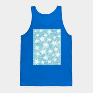 Sparkle Snowflake Pattern Design in Pastel Blue Background Tank Top